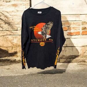 Vintage 1999 Sturgis Rally Really Rude Road Show Harley Long Sleeve Shirt Size L